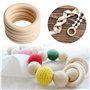 Maxtonser Lot de 5 bagues de dentition en bois de 70 mm pour bébé - Bracelet DIY - Artisanat - Bague en bois naturel