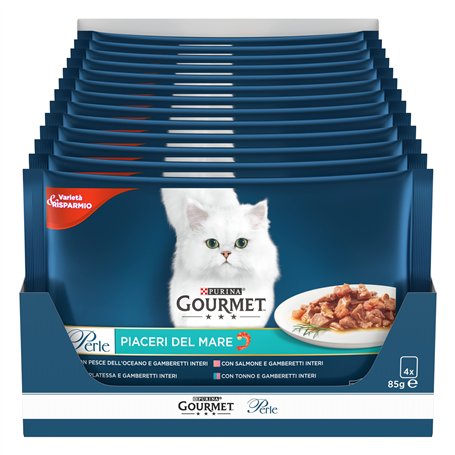 Gourmet Lot de 12 Perles Chat Plaisirs de la mer avec Saumon