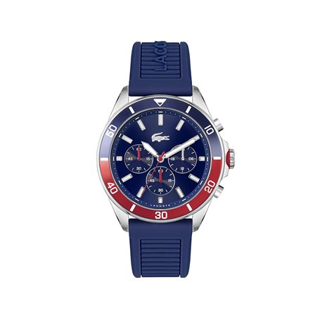 Lacoste Montre Chronographe à Quartz pour Homme Collection TIEBREAKER avec Bracelet en Silicone Bleu - 2011154