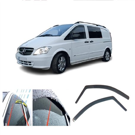 AC WOW Lot de 2 déflecteurs d'air en acrylique PMMA compatibles avec Mercedes W639 Classe V Vito Viano 2003 2004 2005 2006 2007