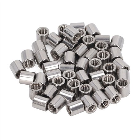 Oumefar 50 Pièces écrou D'accouplement Cylindrique 304 écrou D'accouplement en Acier Inoxydable M6x1.0 10 L11mm écrous de Connec