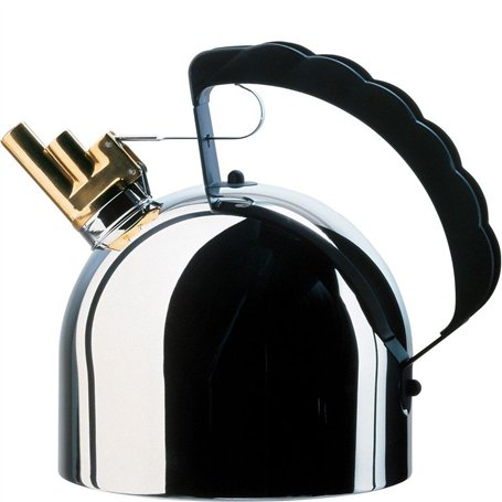 Alessi 9091 FM Bouilloire de Design avec Sifflet Mélodique Acier et PA Noir