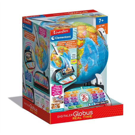 Clementoni Globe terrestre numérique en temps réel – Globe terrestre pour enfants à partir de 7 ans – Globe terrestre interactif
