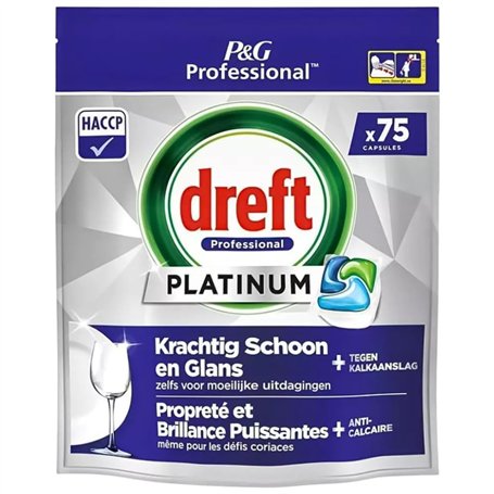 Dreft Platinum All In One Lot de 75 tablettes pour lave-vaisselle Regular