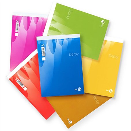 Bm – BeMore – Notes Derby 0100015 – Bloc-notes – Reliure point métallique – Format A5 (15 cm x 21 cm) – Rayures blanches – Papie