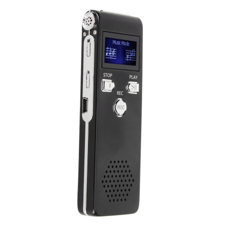 Enregistreur Vocal Numérique 192Kbps HD Réduction du Bruit Double Microphone Appareil D'enregistrement Portable Lecteur MP3 pour