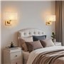 JHYPVII Applique Murale Doré Lot de 2 avec Interrupteur à Tirette Lampe Murale Chambre avec Abat-Jour en Tissu Luminaire Mural I