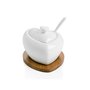 BRANDANI 54206 Sucrier avec cuillère en porcelaine blanche et support bambou