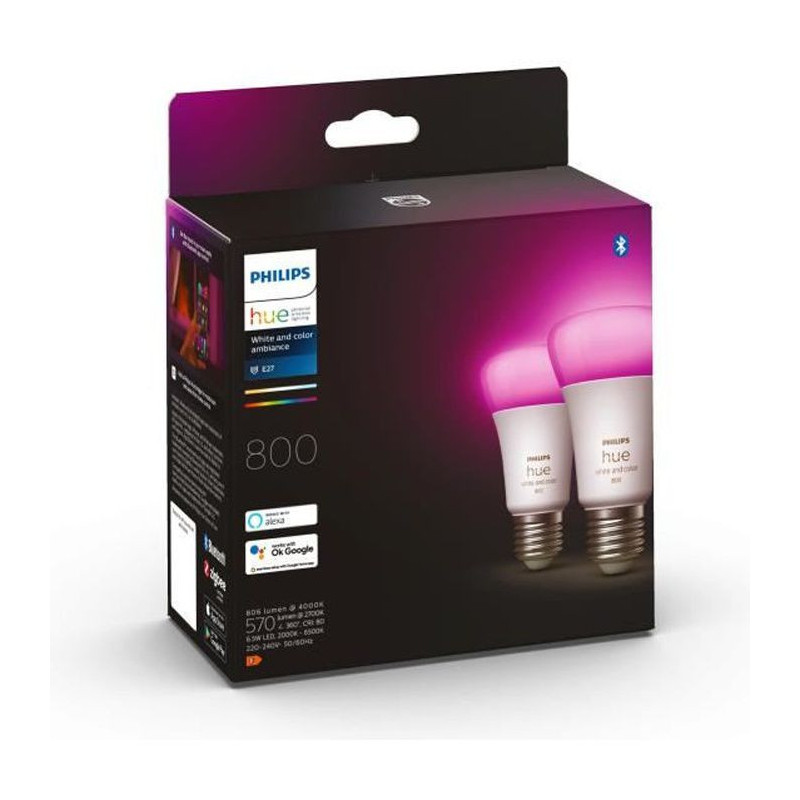 Philips Hue White and Color ambiance A60 - Ampoule connectée E27 - 800 (lot de 2)