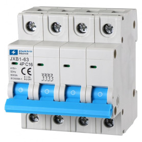 ELEKTRONOVA Interrupteur magnétothermique triphasé 4P 16A C16 6kA - 4 modules DIN - 380V ELEKTRONOVA Interrupteur magnétothermique triphasé 4P 16A C16 6kA - 4 modules DIN - 380V