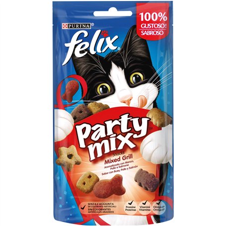 Purina Felix Party Mix Snack Chat Mixed Grill avec Boeuf