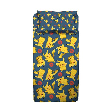hermet 6337 673 PK01 Drap-Housse avec Taie d'oreiller Pokemon pour Lit Simple
