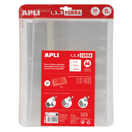 Apli 16913 – Housse de livre avec rabat réglable en polypropylène. Dimensions : 29 x 53 cm