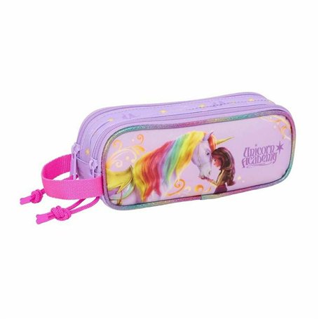 Trousse Fourre-Tout Double Unicorn Academy Lila 21 x 8 x 6 cm