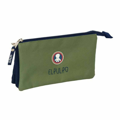 Trousse Fourre-Tout Triple El Pulpo   Blue marine Vert militaire 22 x 12 x 3 cm