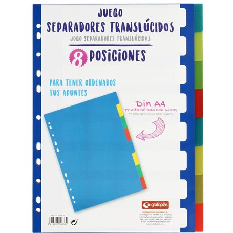 Grafoplás 41260500-juego de intercalaires de couleurs pour classeurs et dossiers