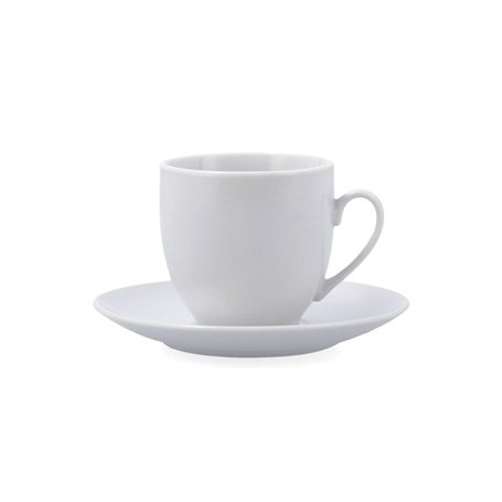 Tasse avec sous-tasse Quid New Renova Blanc Céramique 200 ml (6 Unités)