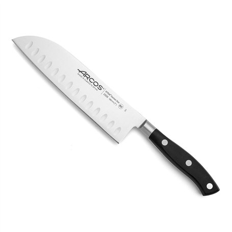 Couteau Santoku Arcos serie riviera Noir Acier polyoxyméthylène 18 cm