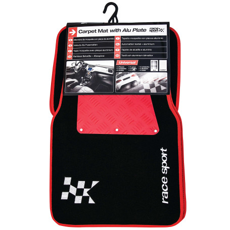 Sumex AFT3000 Tapis de Sol Moquette et Alu Compétition - Rouge (4 Pièces)