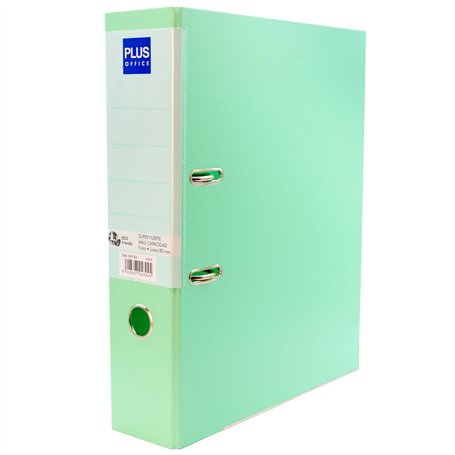 Classeur Plus Office Folio Rado à levier Super Fort Grande Capacité Dos 80 mm Vert pastel.