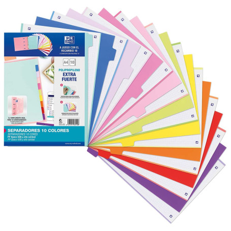 Séparateurs A4 10 Positions PP Couleur Assortis