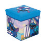 Superdiver - Coffre de rangement et tabouret Stitch - Licence Officielle Disney - 30x30x30 cm - Pouf pliable avec couvercle remb