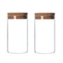 Lot de 2 bouteilles de 300 ml en verre transparent vides avec bouchon en liège - Rechargeable pour aliments secs - Bocaux de con