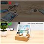 SETROVIC Station de Charge en Bambou - Organiseur de Bureau pour plusieurs appareils - Compatible avec téléphone Portable/Tablet