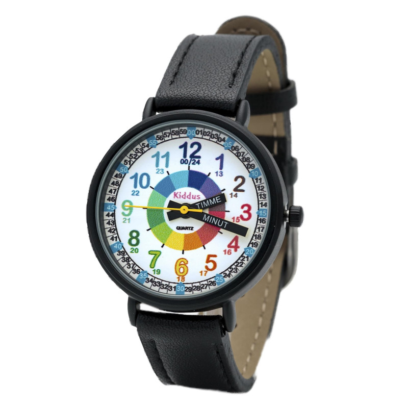 Kiddus – Montre éducative Enfant – Analogique – Quartz Japonais – Exercices Inclus – Résistante 3 ATM – Cadeau
