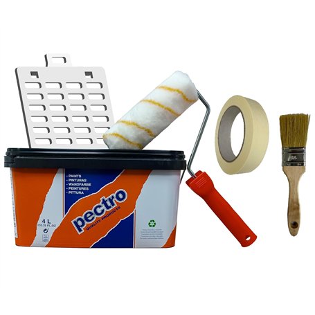 PECTRO Peinture blanche anti humidité 6.6kg (4L) – Kit avec rouleau