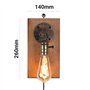 BarcelonaLED Applique Murale Vintage Industrielle Bois Pendentif Poignée avec Bouton Interrupteur et Prise de Cordon pour E27 Am