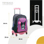 TOYBAGS Sac à Dos Scolaire Kuromi - Double Compartiment - avec Accessoire Pom-Pom - Adaptable + Chariot Rose Protection latérale