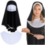 Fartoni Voile nonne pour costume de nonne fille ou femme. Accessoires pour déguisement de nonne Halloween. Chapeau de nonne terr