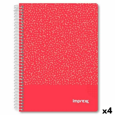 Cahier Imprex Rouge A5 80 Volets (4 Unités)
