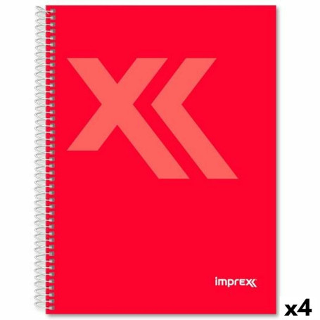 Cahier Imprex Rouge A5 80 Volets (4 Unités)