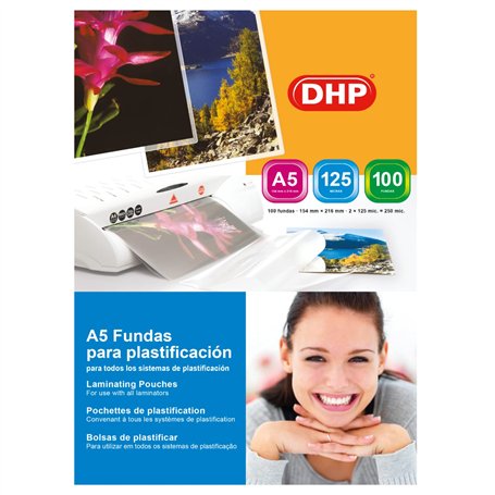 Lot de 100 pochettes plastifiées DHP Format A5 125 microns Brillant