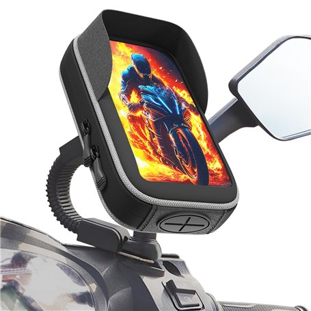 Support Telephone Scooter Moto retroviseur Fixation Universelle incassable pour retroviseurs Moto Coque Etanche avec Visiere ant