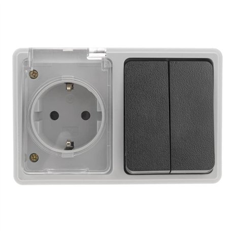 Base Schuko étanche avec double interrupteur