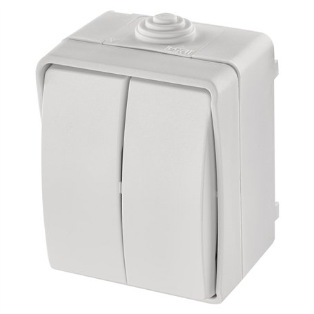 EMOS Interrupteur double pour éclairage en saillie avec 2 interrupteurs à bascule - En plastique - 250 V~/10 AX - Pour extérieur