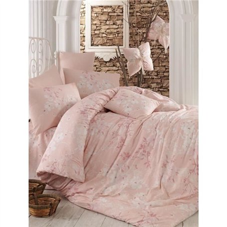 Parure de lit - 1 housse de couette 220 x 240 cm + 2 taies d'oreiller 60 x 60 cm - 100% coton renforcé - Rose