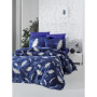 Parure de lit - 1 housse de couette 220 x 240 cm + 2 taies d'oreiller 60 x 60 cm - 100% coton renforcé - Bleu