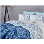 Parure de lit - 1 housse de couette 220 x 240 cm + 2 taies d'oreiller 60 x 60 cm - 100% coton renforcé - Bleu