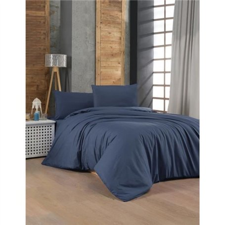Parure de lit - 1 housse de couette 220 x 240 cm + 2 taies d'oreiller 60 x 60 cm - 100% coton renforcé - Bleu