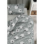 Parure de lit - 1 housse de couette 220 x 240 cm + 2 taies d'oreiller 60 x 60 cm - 65% coton, 35% polyester - Gris