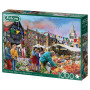 Jumbo -Falcon de Luxe Safran Walden Market Puzzle de 1000 pièces – Illustration de Franco Zappa – Scène de Jour de marché vibran