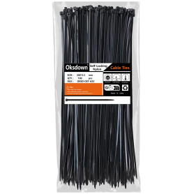 Oksdown Collier de Serrage en Nylon 200 mm × 2,5 mm Attache Câble Plastique Rilsan Serre Câbles Petit Format, Noir, Lot de 100 P Oksdown Collier de Serrage en Nylon 200 mm × 2
