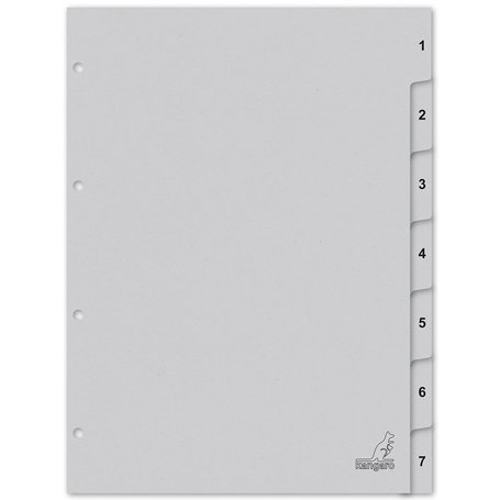 Kangaro Lot de 7 feuilles de papier cartonné avec chiffres A4 1-7. 180 g/m² gris recyclé FSC - K407C