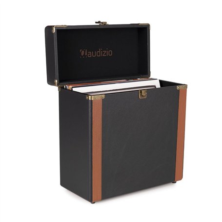 Audizio RC37 Étui de Rangement pour Vinyles 33 Tours - Noir avec détails en Laiton