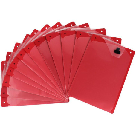 Lot de 12 porte-documents A4 en plastique polypropylène incassable avec pochette pour clés de voiture