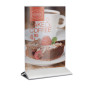 Porte menu de table plexi - Porte affiche avec base en Inox pour table d'hôtel restaurant - Transparent - A5
